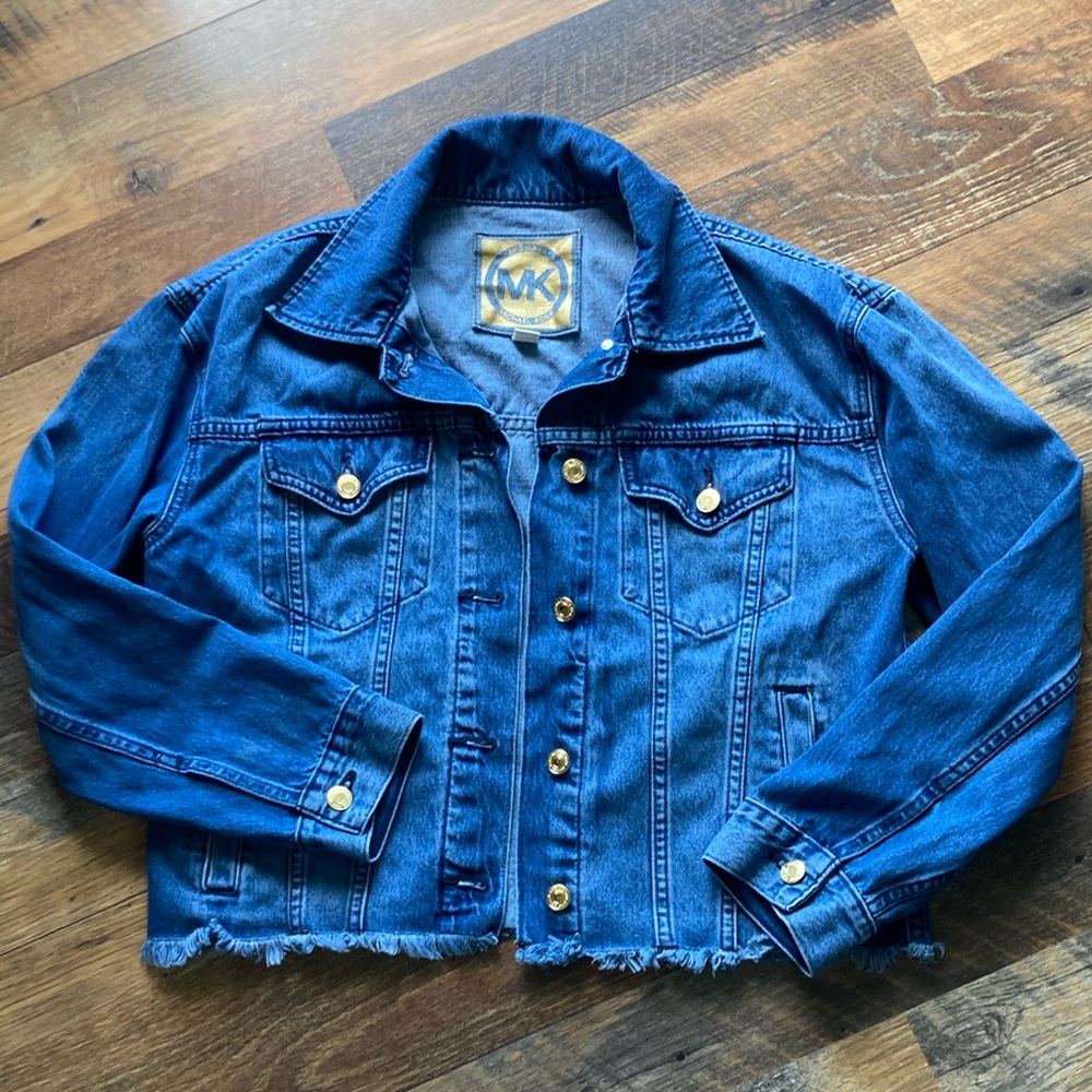 Michael Kors Blue Jean Jacket with Gold Buttons